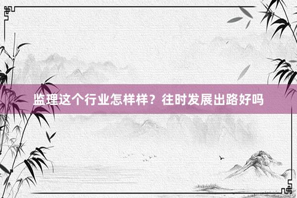 监理这个行业怎样样？往时发展出路好吗